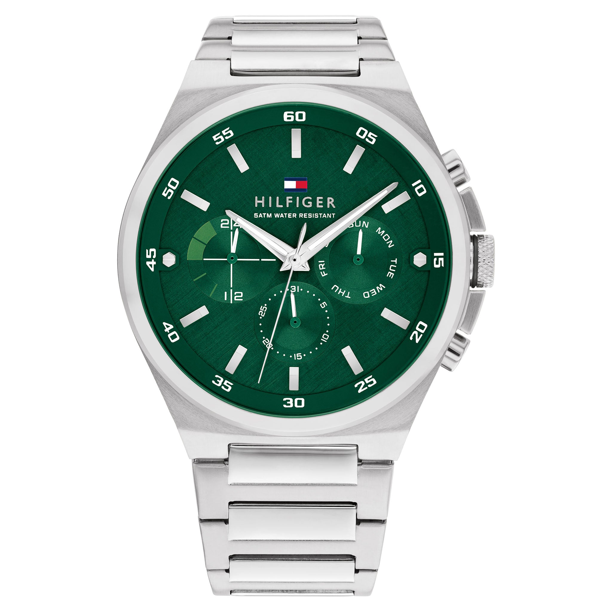 Tommy Hilfiger Silver Steel Green Dial Multi-function Men's Watch - 1792088