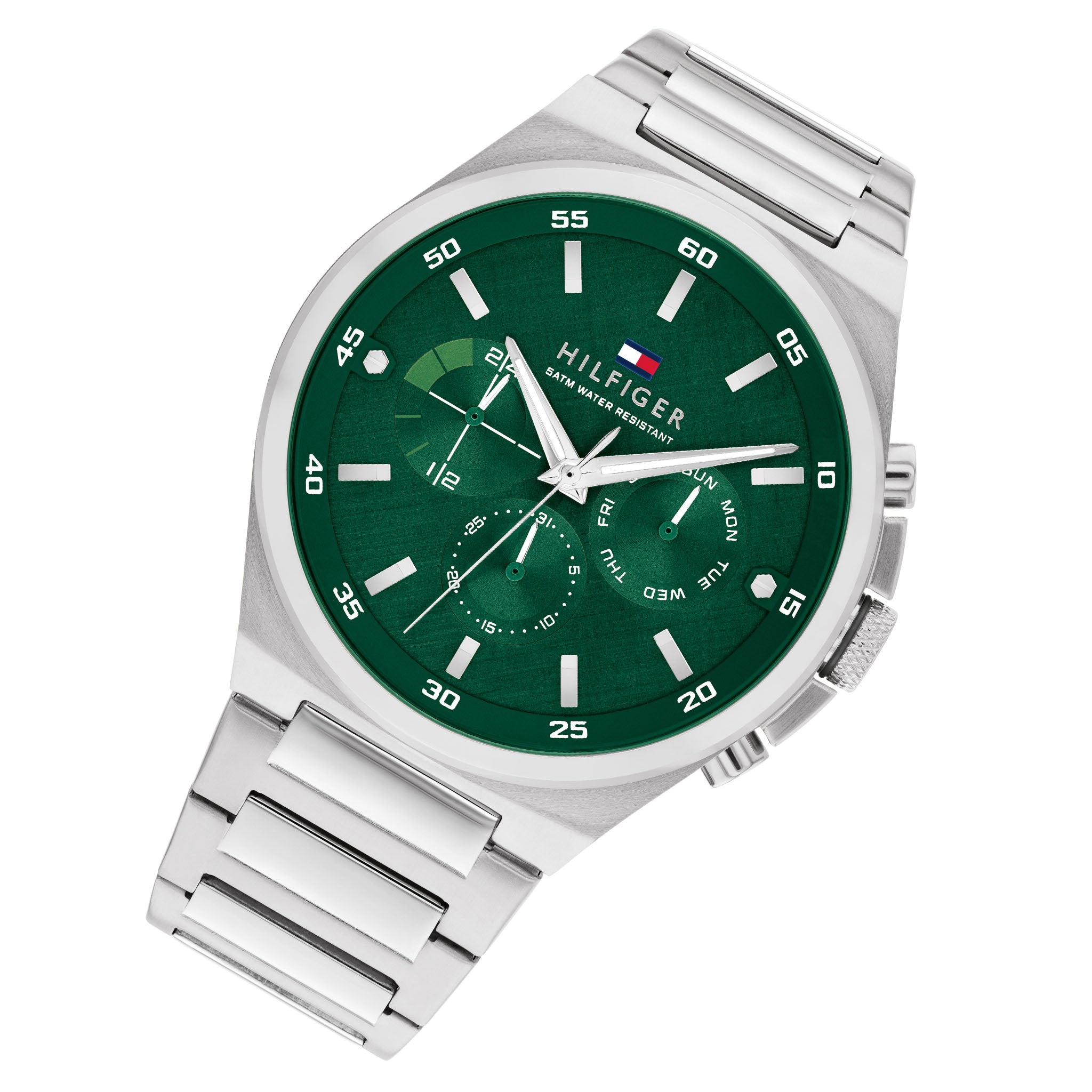 Tommy Hilfiger Silver Steel Green Dial Multi-function Men's Watch - 1792088