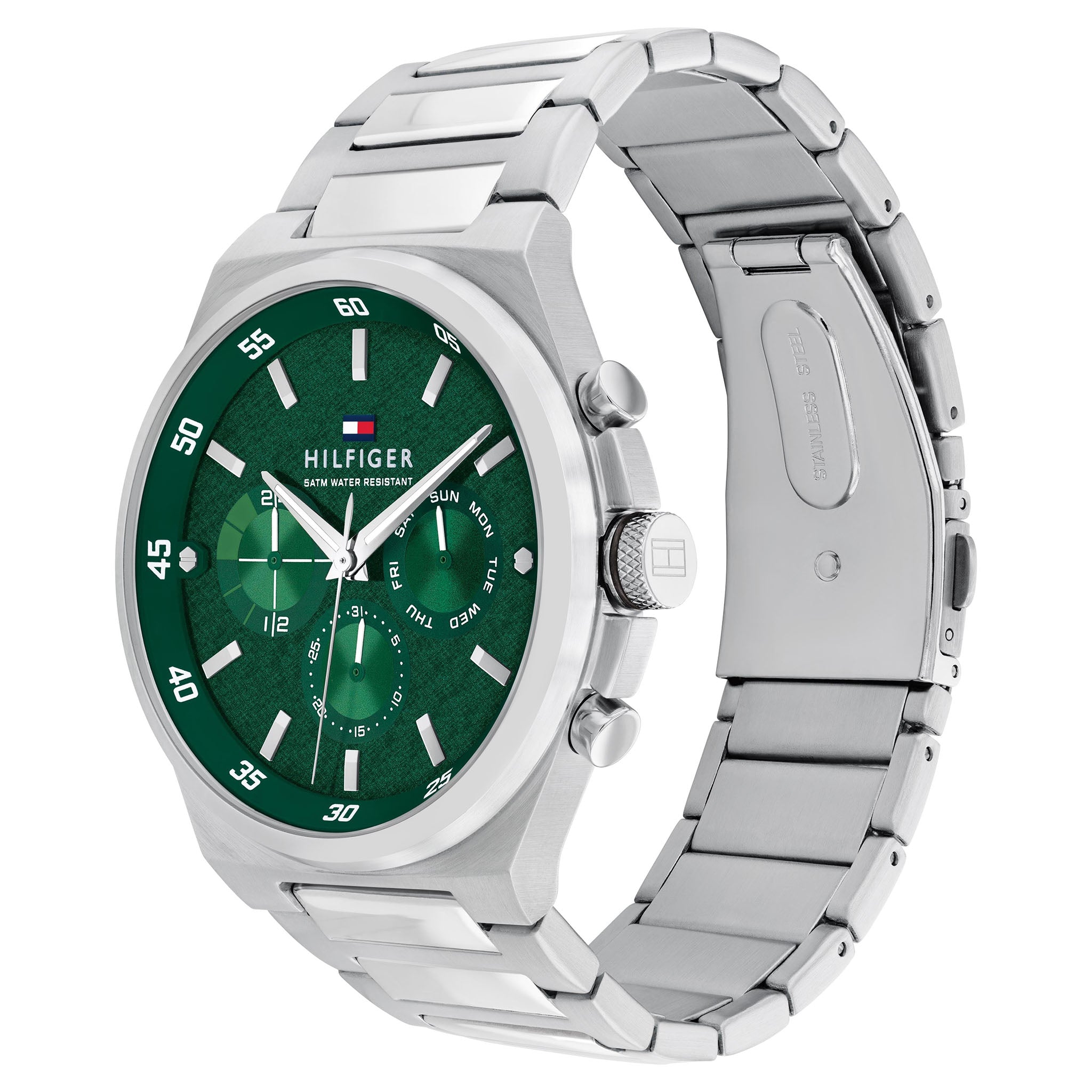 Tommy Hilfiger Silver Steel Green Dial Multi-function Men's Watch - 1792088