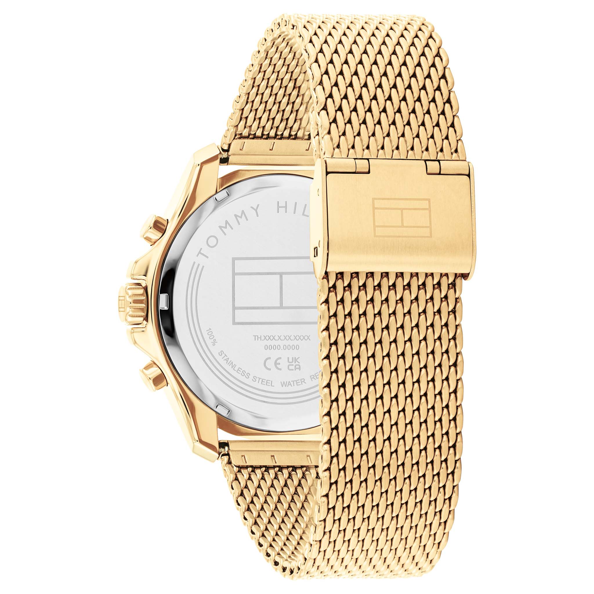 Tommy Hilfiger Gold Steel Mesh Green Dial Multi-function Men's Watch - 1792093