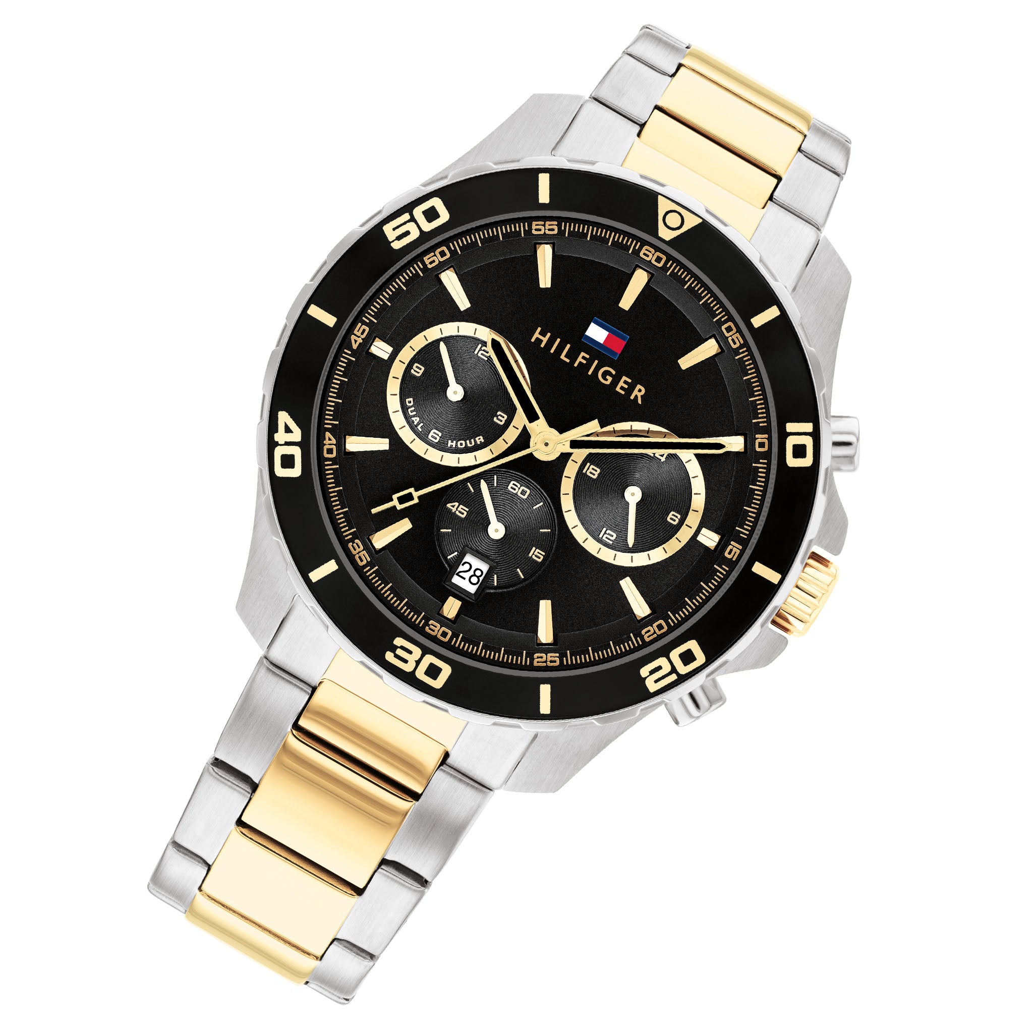 Tommy Hilfiger Two-Tone Steel Black Dial Multi-function Men's Watch - 1792095