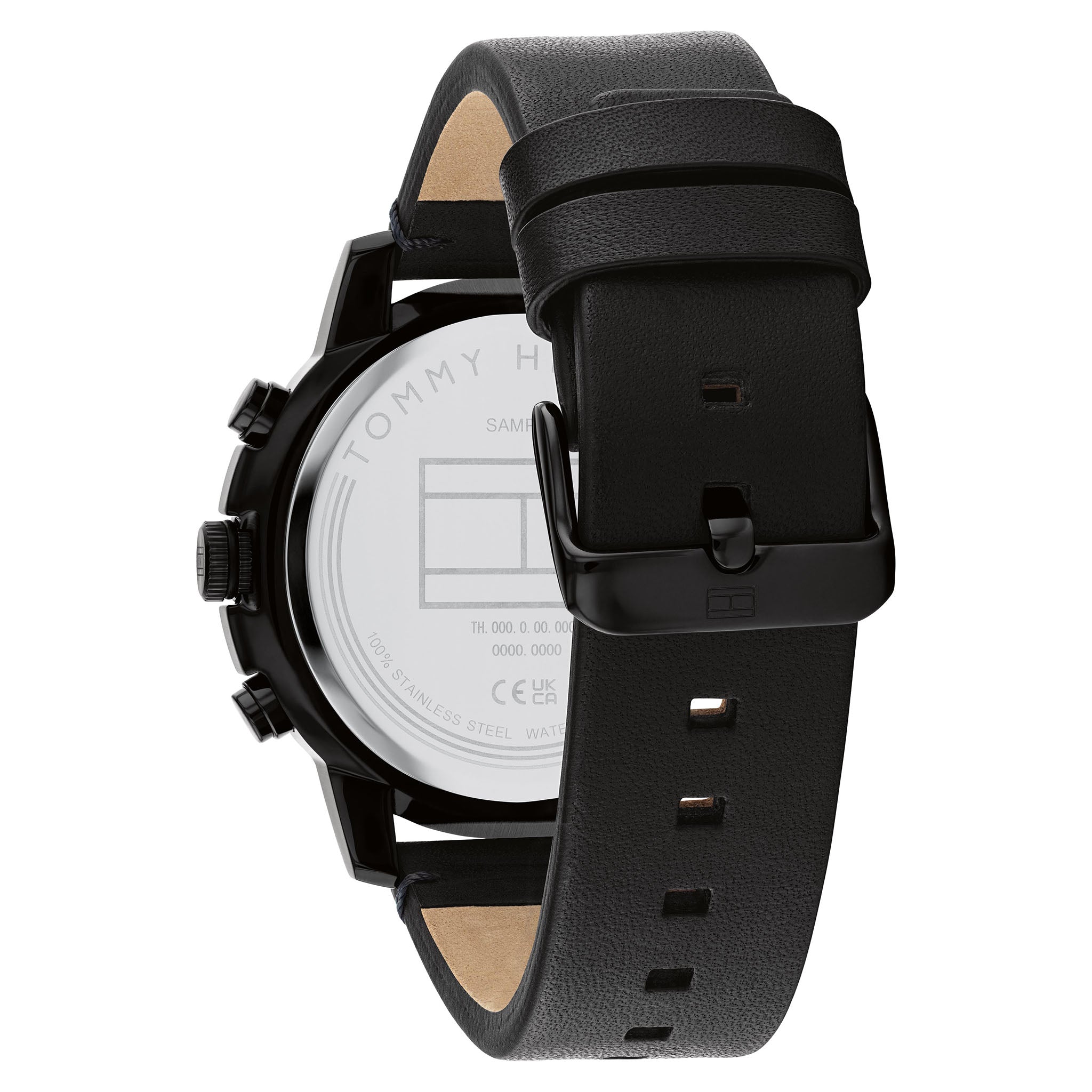 Tommy Hilfiger Black Leather Multi-function Men's Watch - 1792110