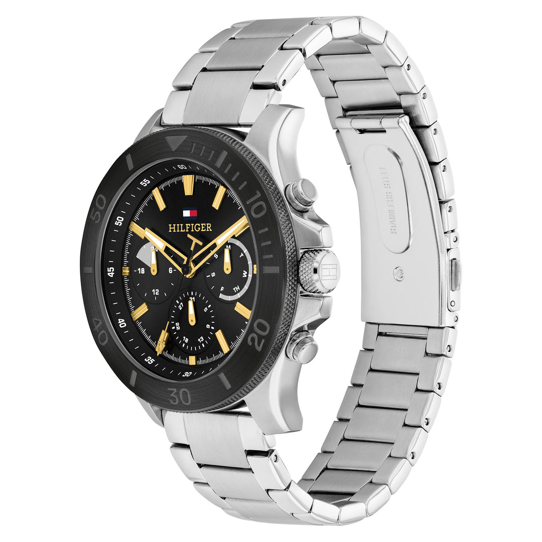 Tommy Hilfiger Stainless Steel Black Dial Multi-function Men's Watch - 1792114