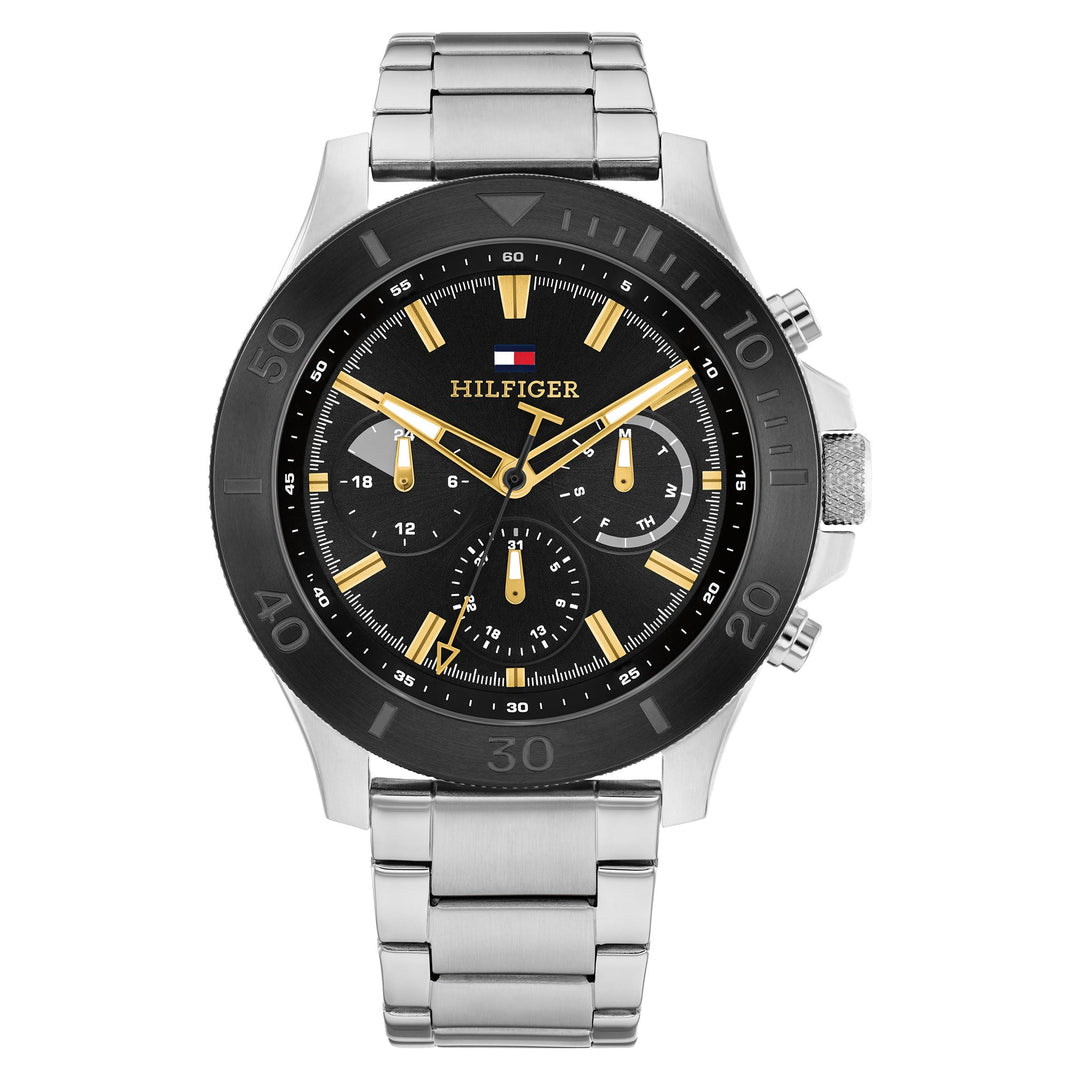 Tommy Hilfiger Stainless Steel Black Dial Multi-function Men's Watch - 1792114