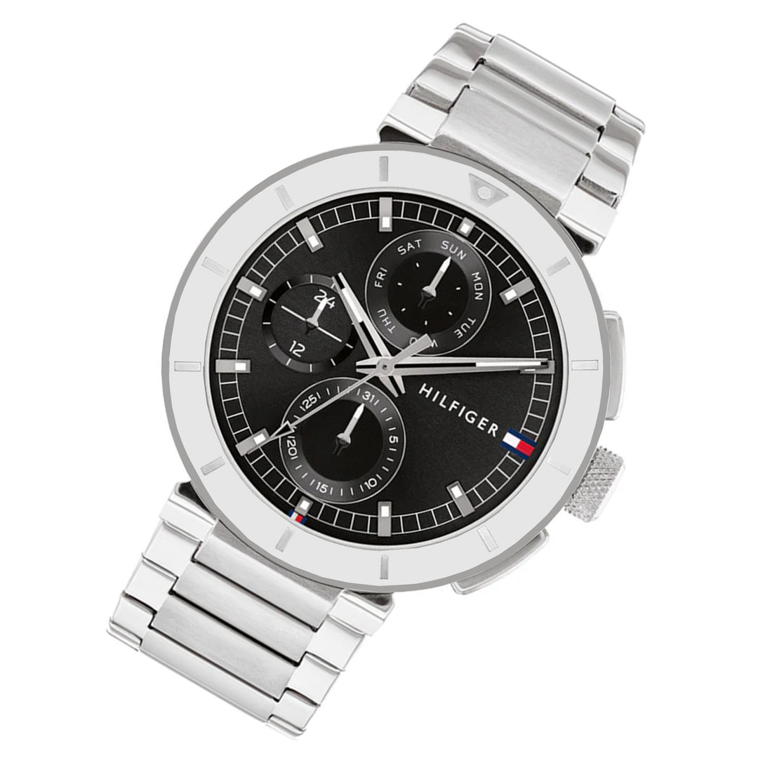 Tommy Hilfiger Stainless Steel Black Dial Multi-function Men's Watch - 1792116