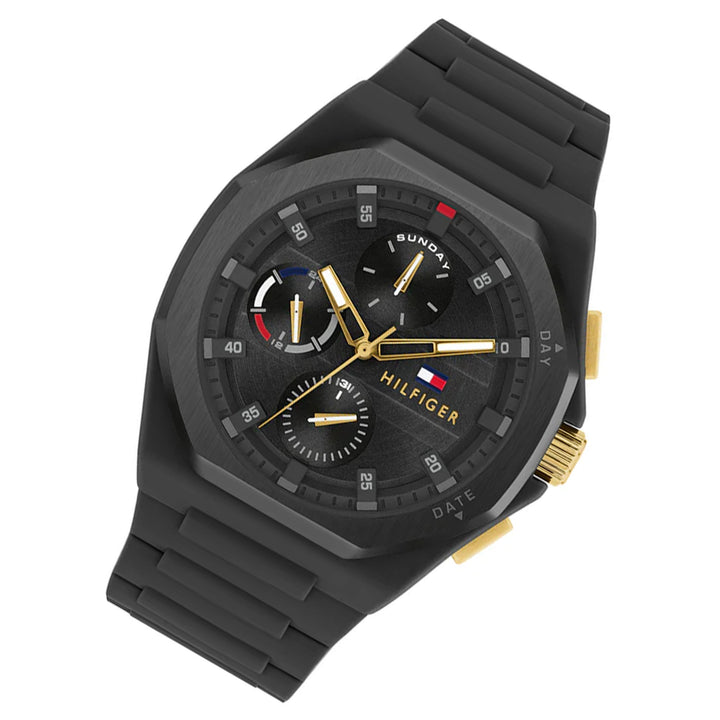 Tommy Hilfiger Silicone Black Dial Multi-function Men's Watch - 1792120