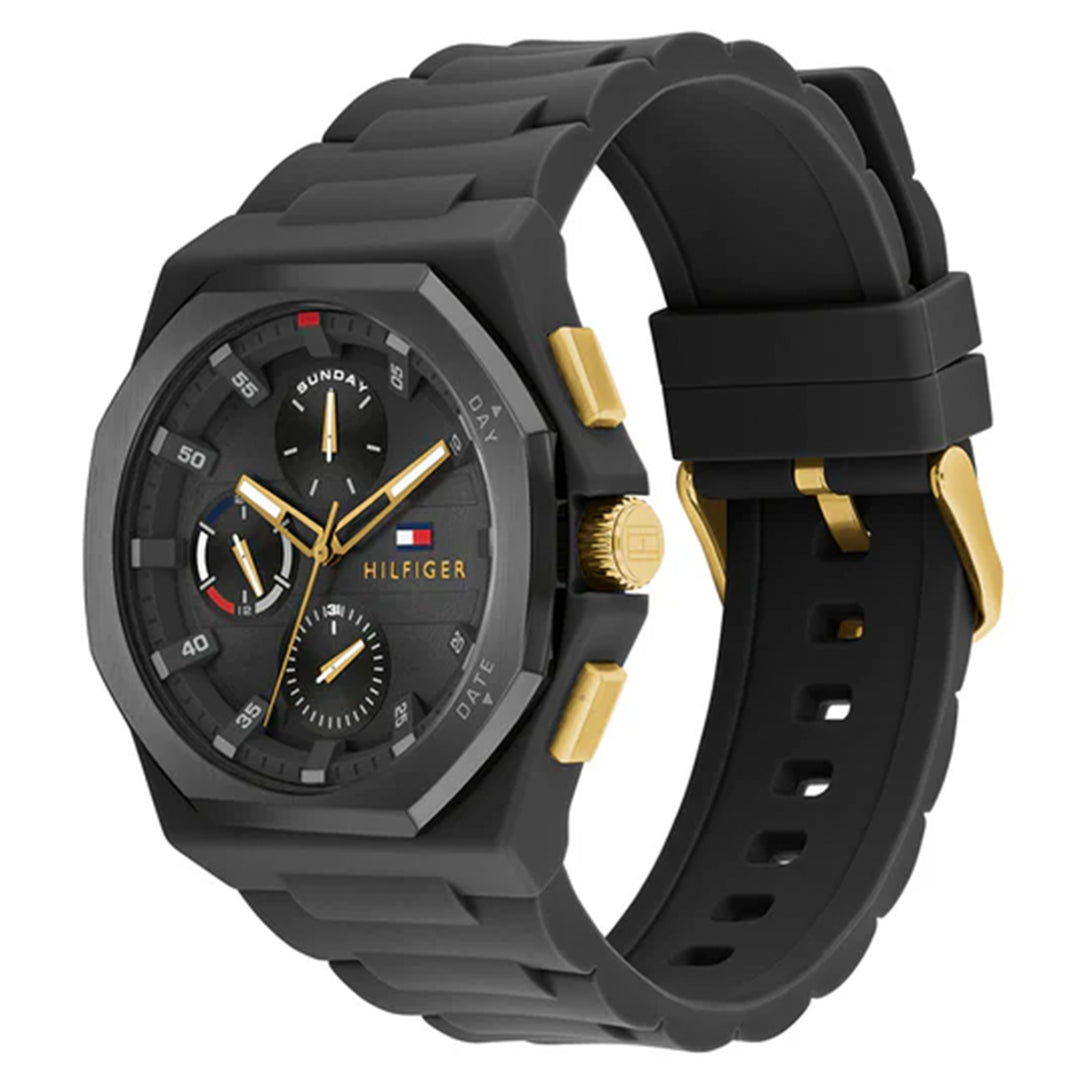 Tommy Hilfiger Silicone Black Dial Multi-function Men's Watch - 1792120