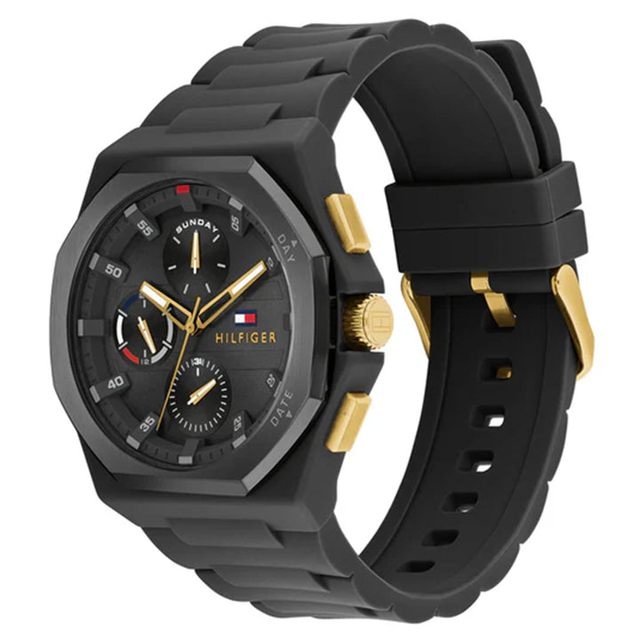 Tommy Hilfiger Silicone Black Dial Multi-function Men's Watch - 1792120