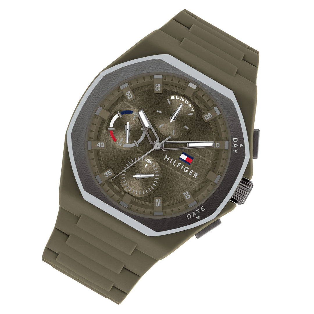 Tommy Hilfiger Silicone Green Dial Multi-function Men's Watch - 1792121