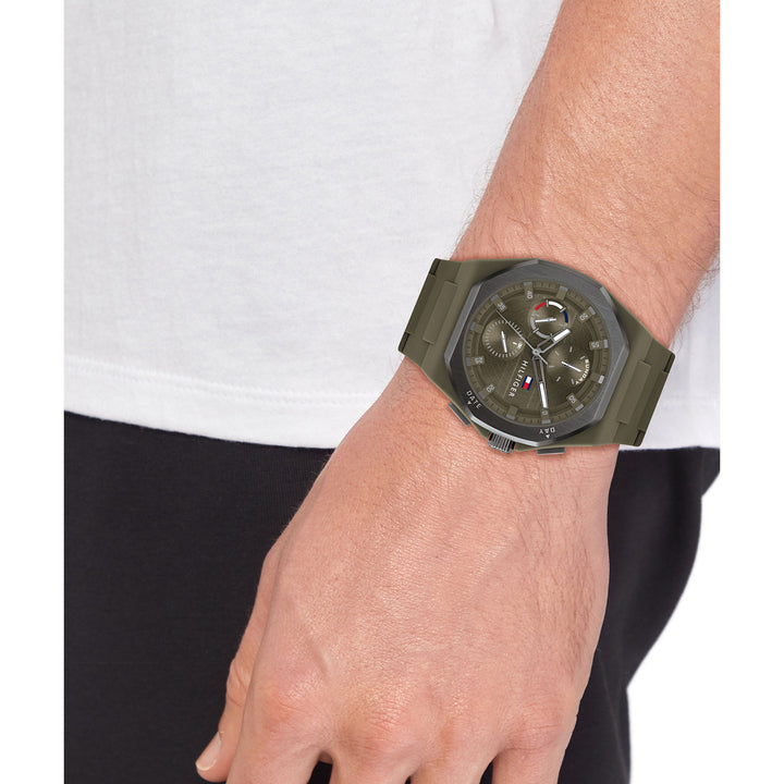 Tommy Hilfiger Silicone Green Dial Multi-function Men's Watch - 1792121