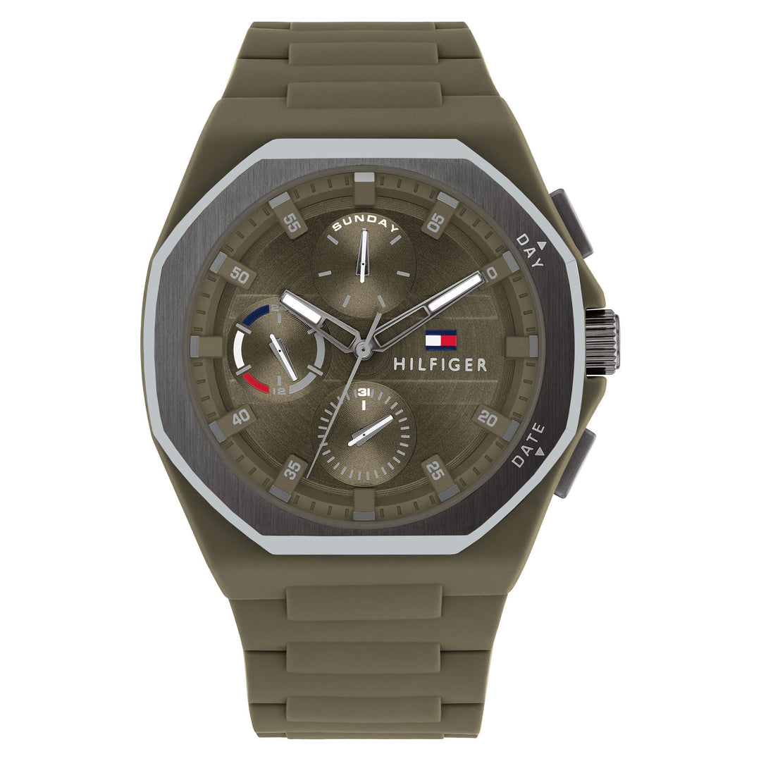 Tommy Hilfiger Silicone Green Dial Multi-function Men's Watch - 1792121