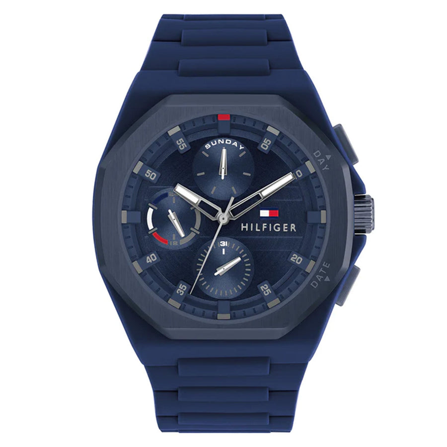 Tommy Hilfiger Silicone Blue Dial Multi-function Men's Watch - 1792122