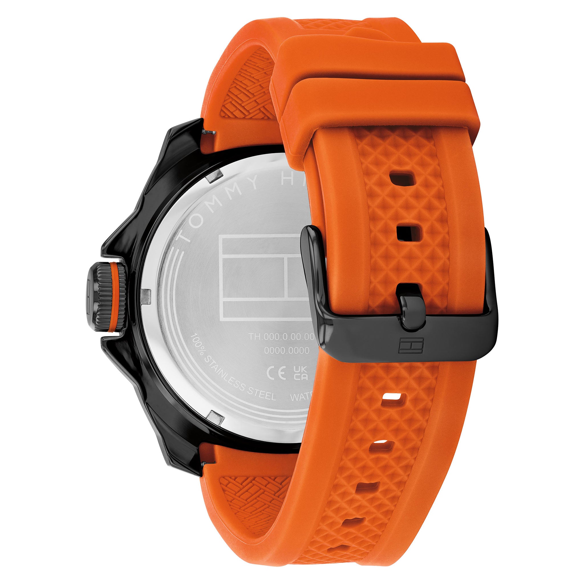 Tommy Hilfiger Orange Silicone Black Dial Men's Watch - 1792136