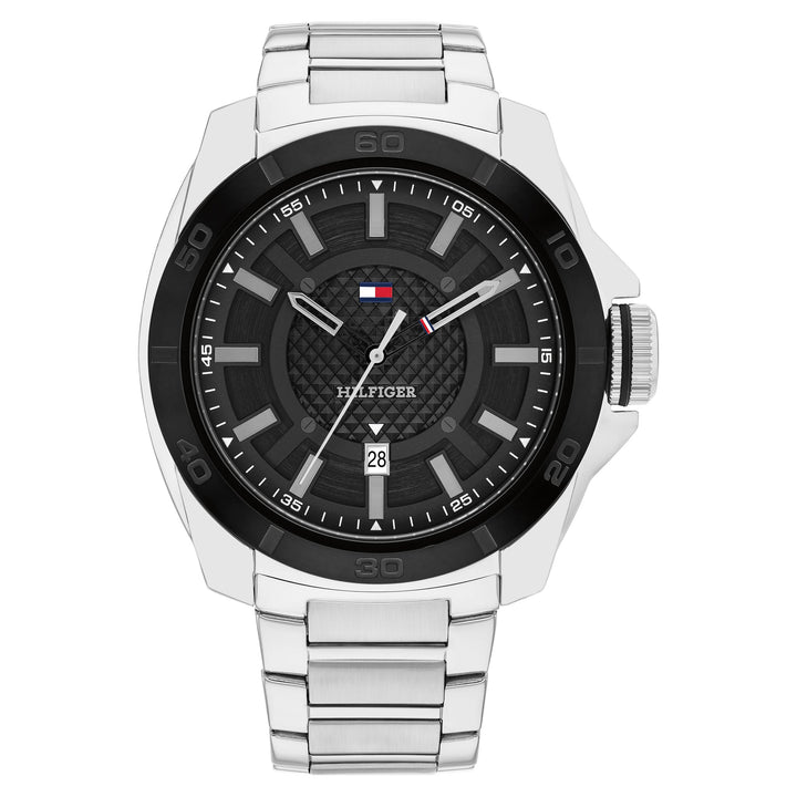 Tommy Hilfiger Silver Steel Black Dial Men's Watch - 1792138