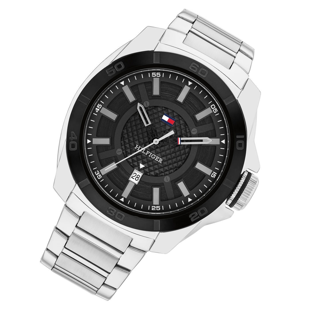 Tommy Hilfiger Silver Steel Black Dial Men's Watch - 1792138