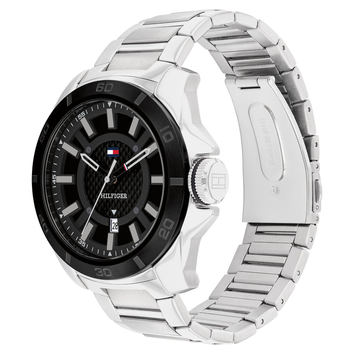 Tommy Hilfiger Silver Steel Black Dial Men's Watch - 1792138