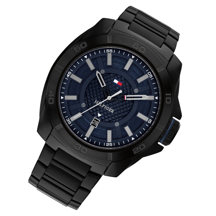 Tommy Hilfiger Black Steel Blue Dial Men's Watch - 1792139