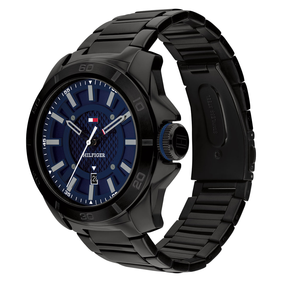 Tommy Hilfiger Black Steel Blue Dial Men's Watch - 1792139