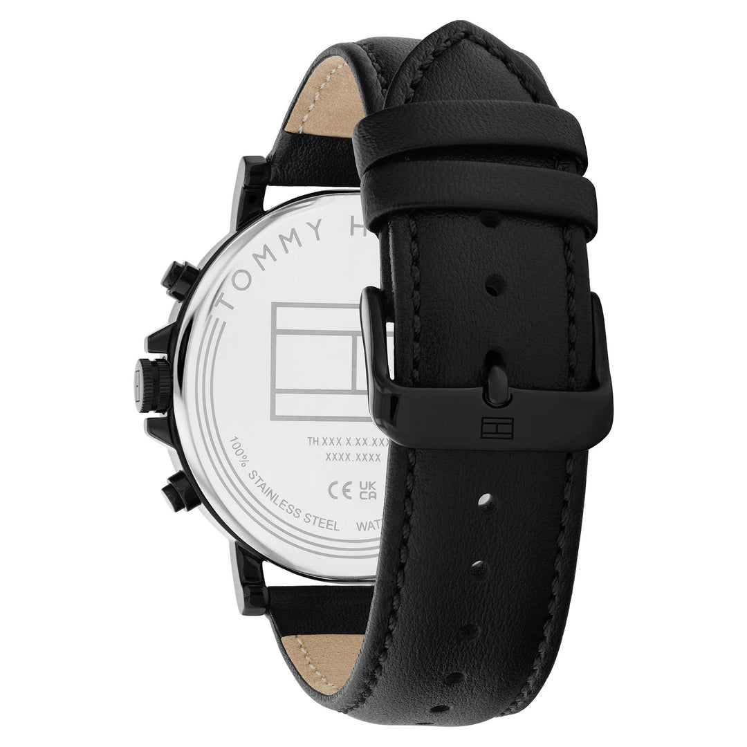 Tommy Hilfiger Black Leather Multi-function Men's Watch - 1792144