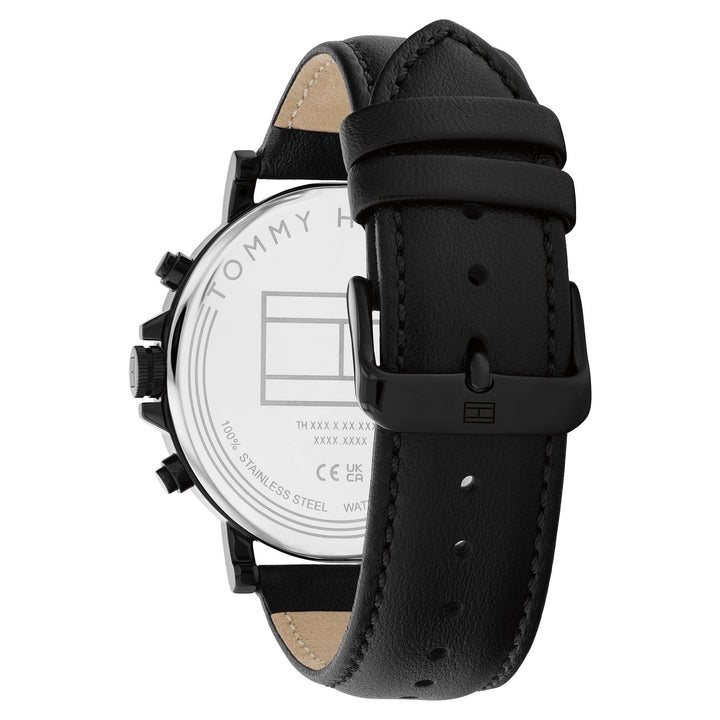 Tommy Hilfiger Black Leather Multi-function Men's Watch - 1792144