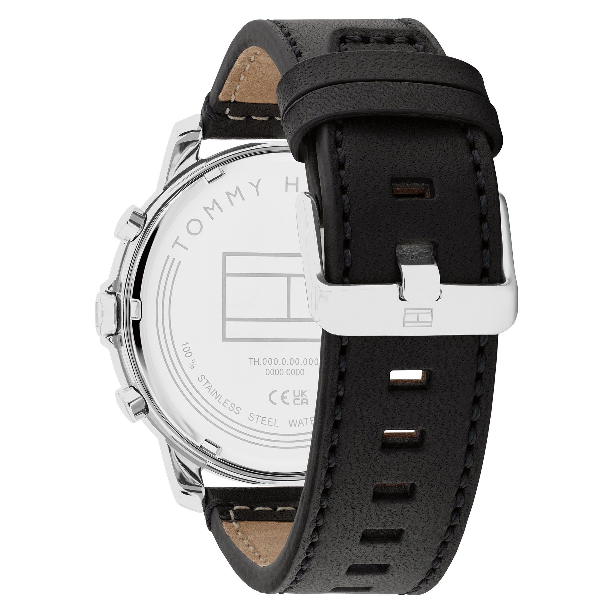 Tommy Hilfiger Black Leather Green Dial Multi-function Men's Watch - 1792151