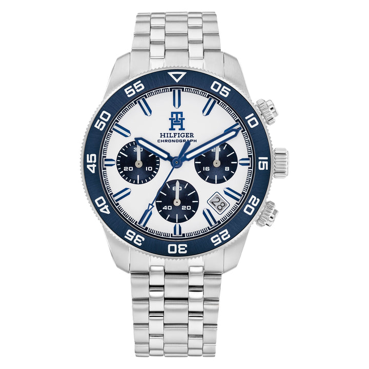 Tommy Hilfiger Stainless Steel White Dial Chrono Men's Watch - 1792157