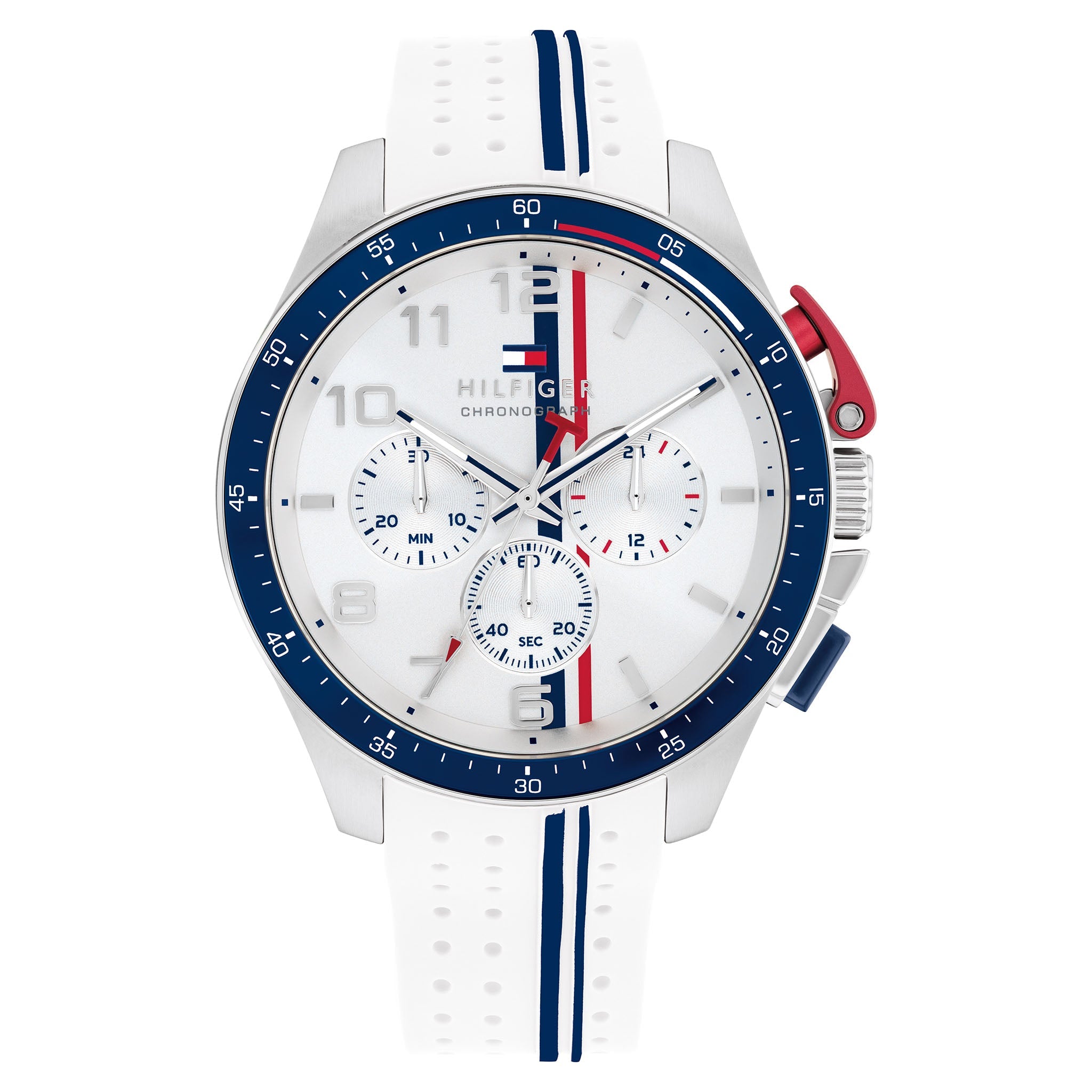 Tommy Hilfiger White Silicone Silver White Dial Chronograph Men's Watch - 1792167