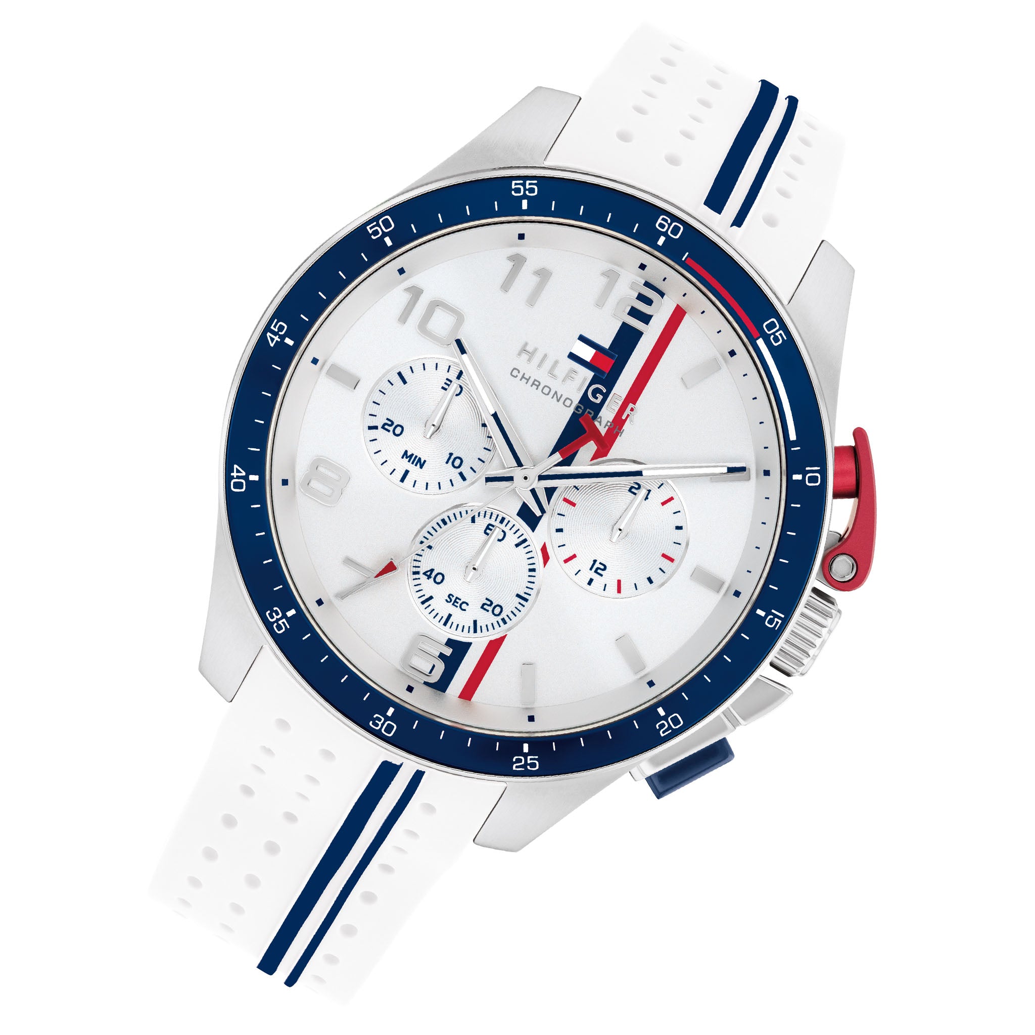 Tommy Hilfiger White Silicone Silver White Dial Chronograph Men's Watch - 1792167