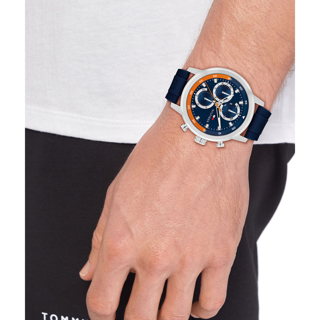 Tommy Hilfiger Blue Silicone Blue Dial Multi-function Men's Watch - 1792177