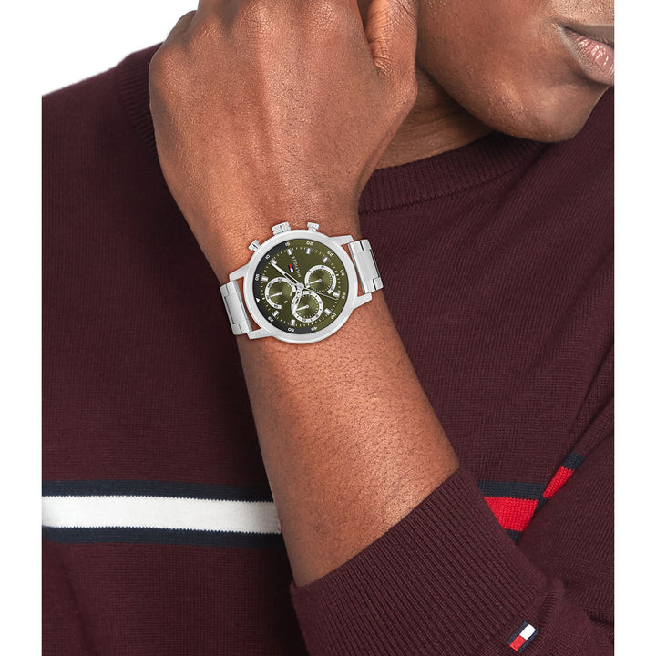 Tommy Hilfiger Stainless Steel Green Dial Multi-function Men's Watch - 1792180