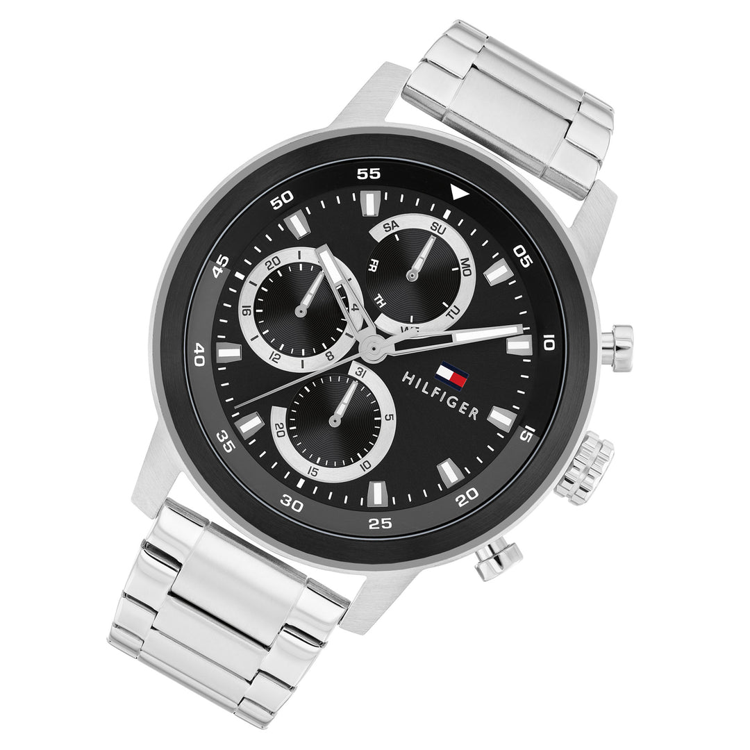 Tommy Hilfiger Stainless Steel Black Dial Multi-function Men's Watch - 1792181