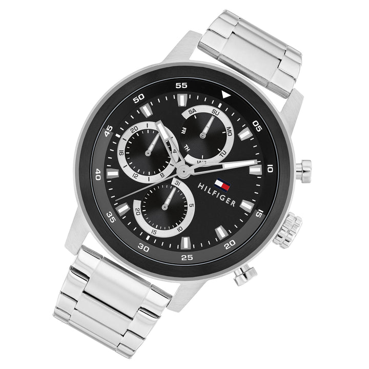 Tommy Hilfiger Stainless Steel Black Dial Multi-function Men's Watch - 1792181