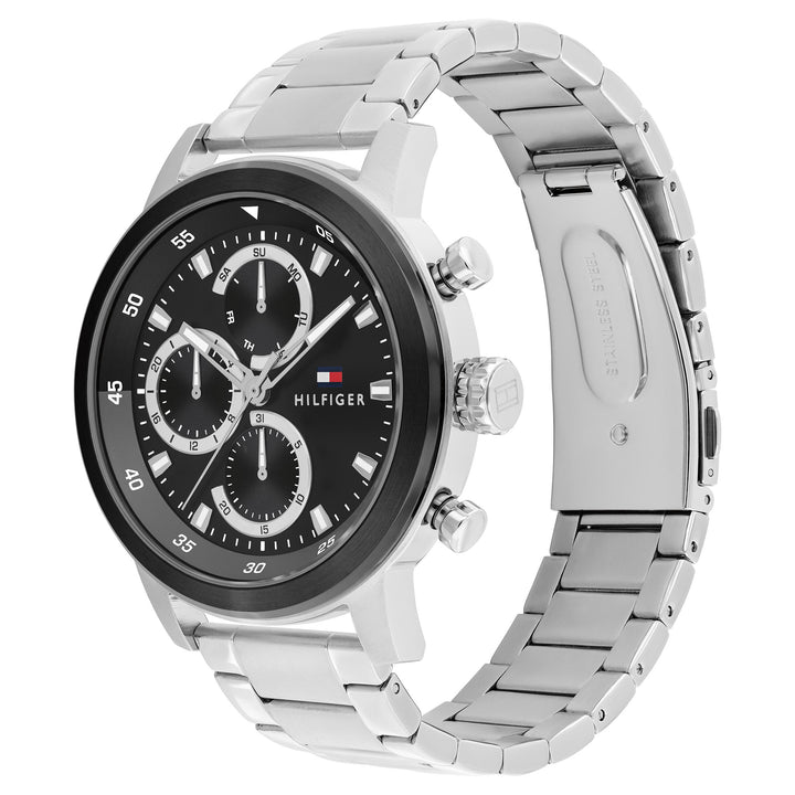 Tommy Hilfiger Stainless Steel Black Dial Multi-function Men's Watch - 1792181