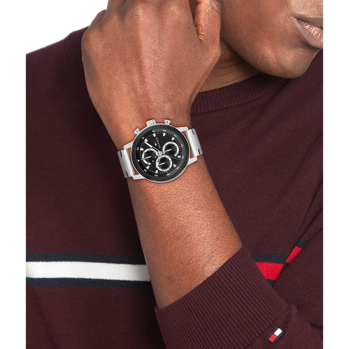 Tommy Hilfiger Stainless Steel Black Dial Multi-function Men's Watch - 1792181