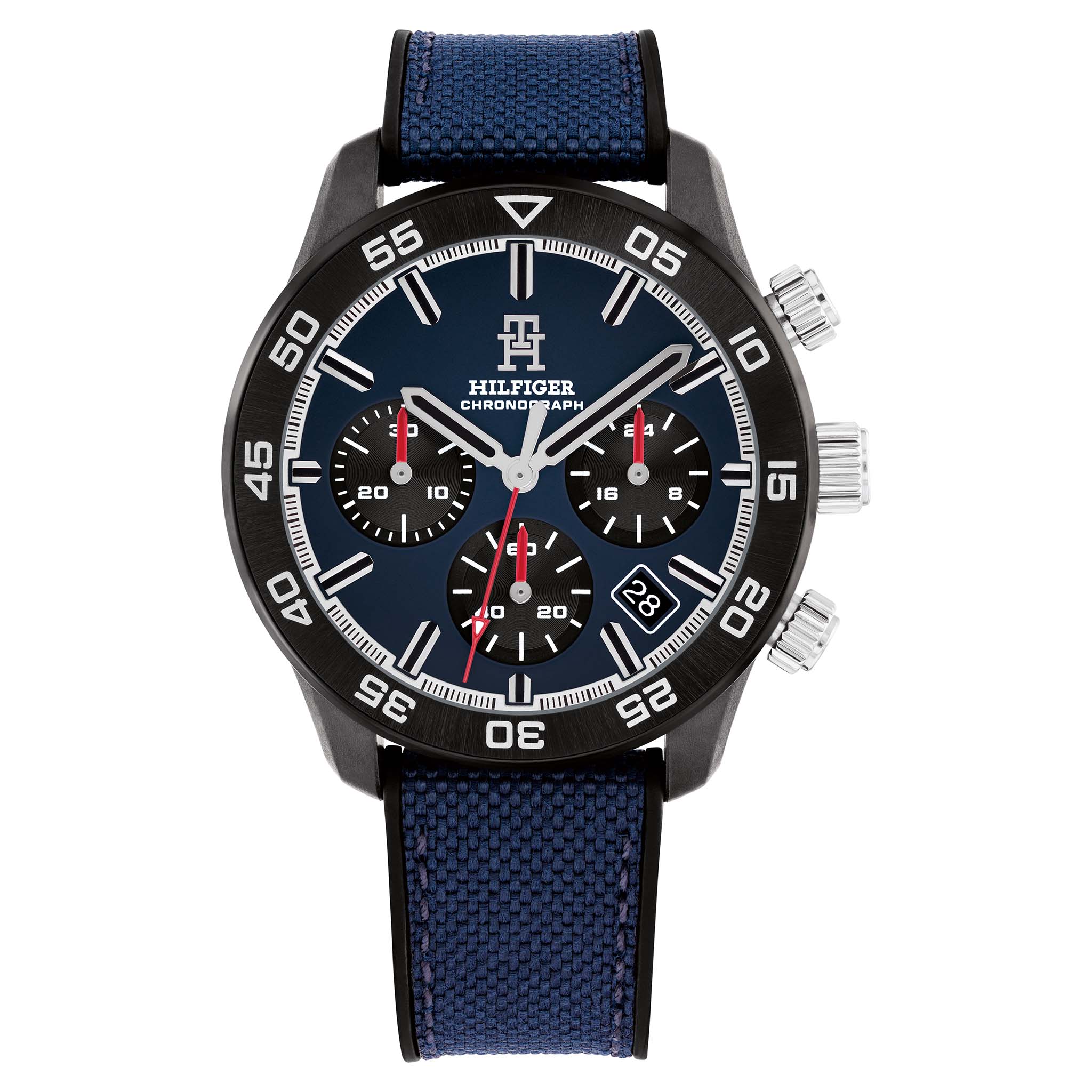 Tommy Hilfiger Blue Cordura & Black Silicone Navy Dial Chronograph Men's Watch - 1792183