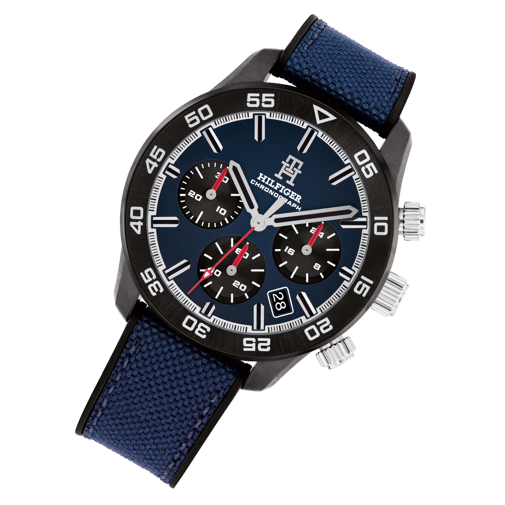 Tommy Hilfiger Blue Cordura & Black Silicone Navy Dial Chronograph Men's Watch - 1792183
