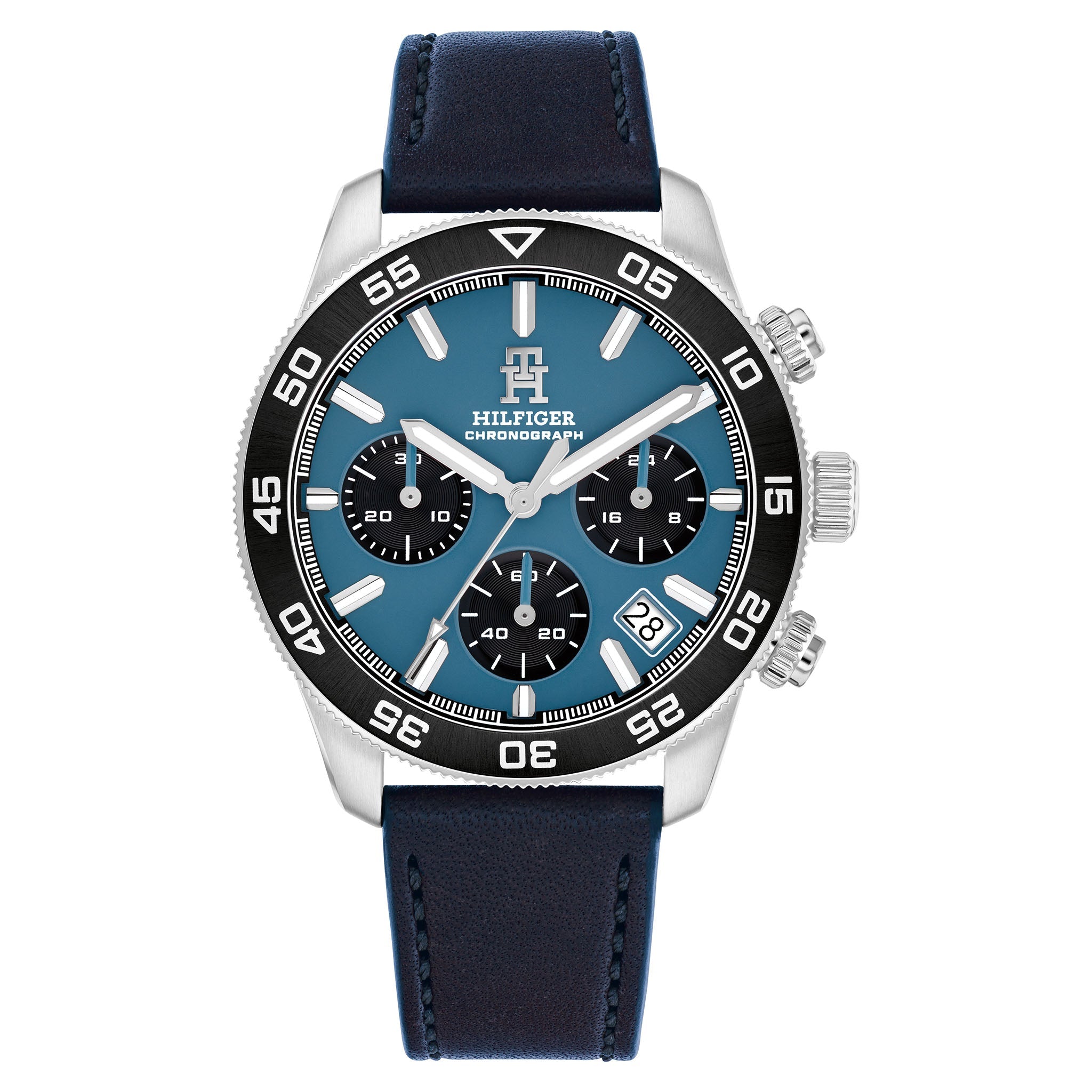 Tommy Hilfiger Leather Blue Dial Chronograph Men's Watch - 1792187