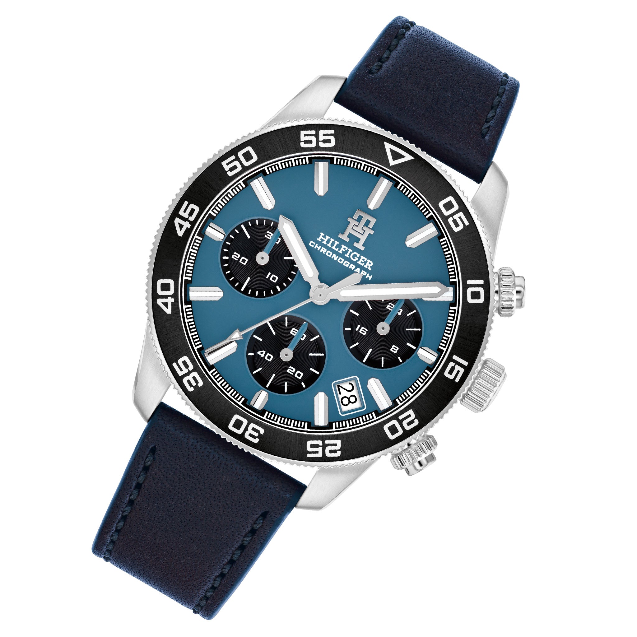 Tommy Hilfiger Leather Blue Dial Chronograph Men's Watch - 1792187