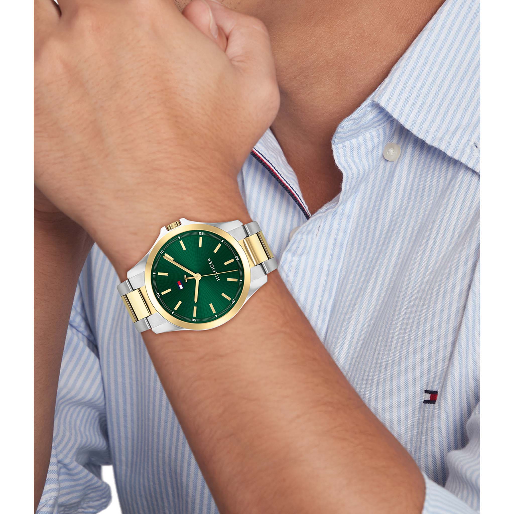 Tommy Hilfiger Two-Tone Steel Green Dial Men's Watch - 1792192