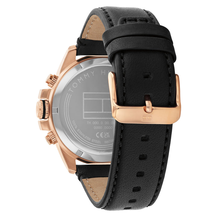Tommy Hilfiger Leather Black Dial Multi-function Men's Watch - 1792194