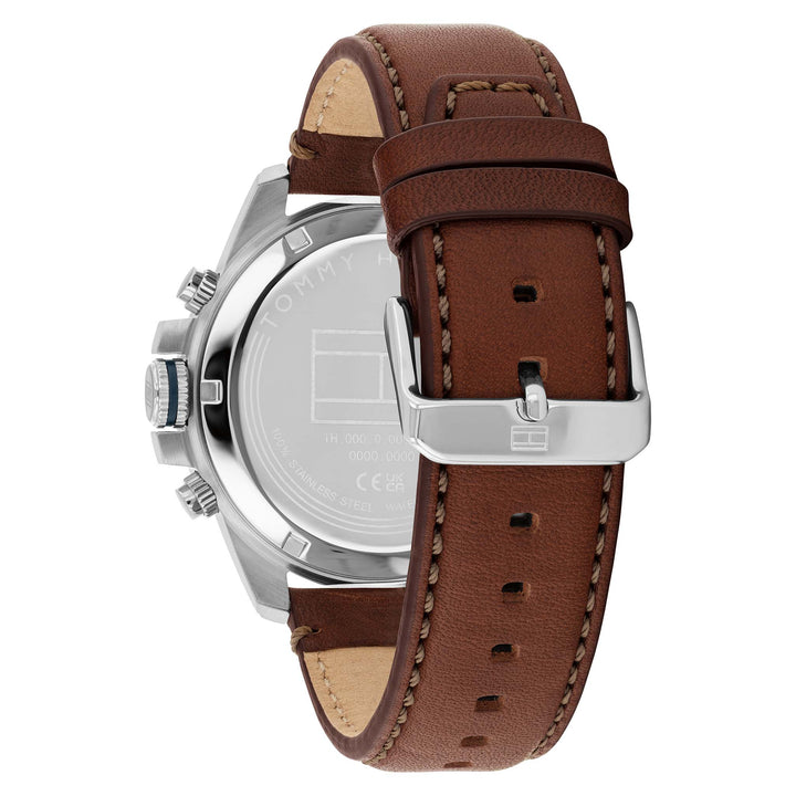Tommy Hilfiger Brown Leather Navy Dial Multi-function Men's Watch - 1792195