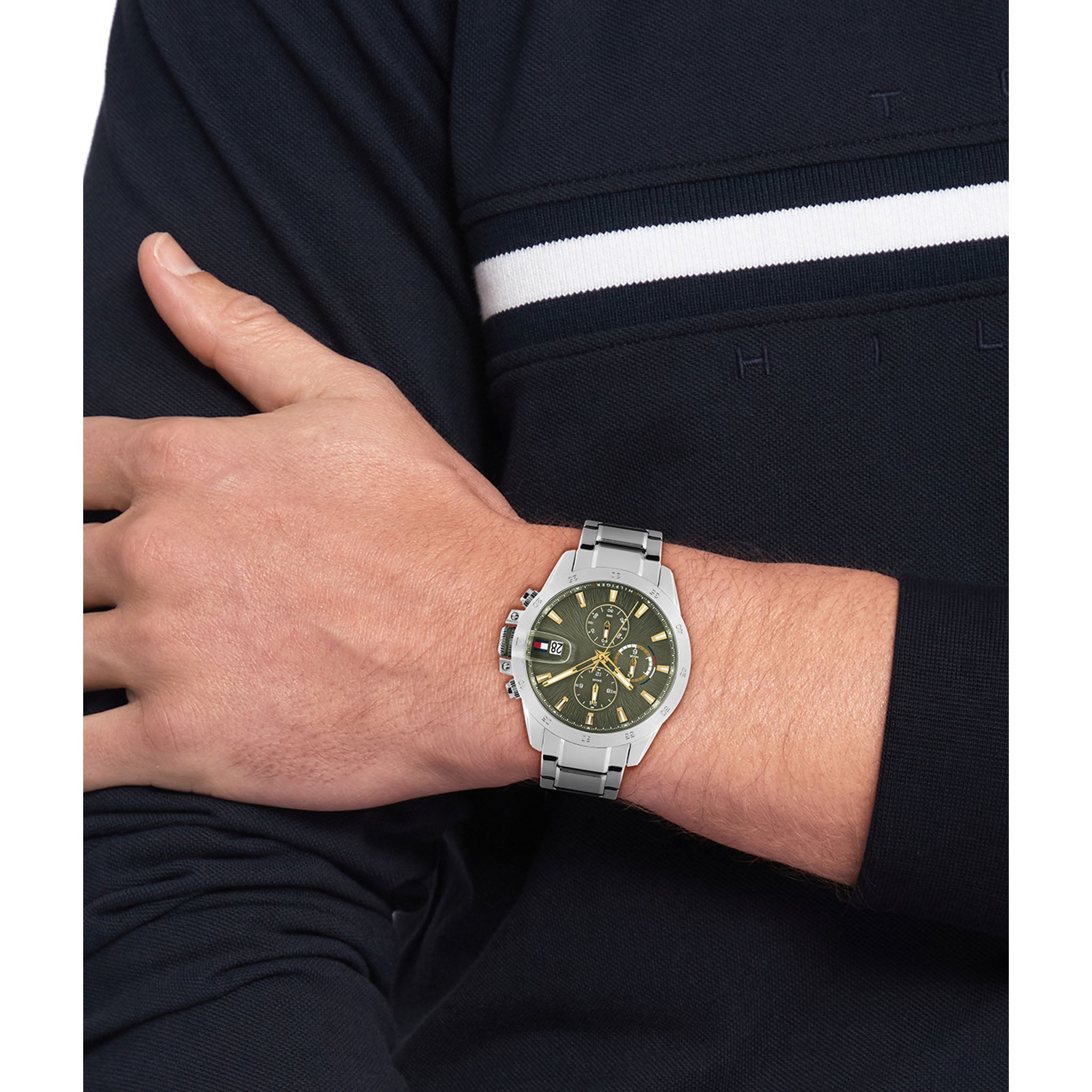 Tommy Hilfiger Stainless Steel Green Dial Multi-function Men's Watch - 1792197
