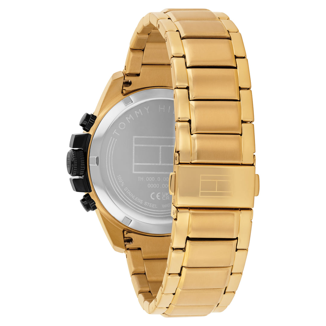 Tommy Hilfiger Gold Steel Black Dial Multi-function Men's Watch - 1792199