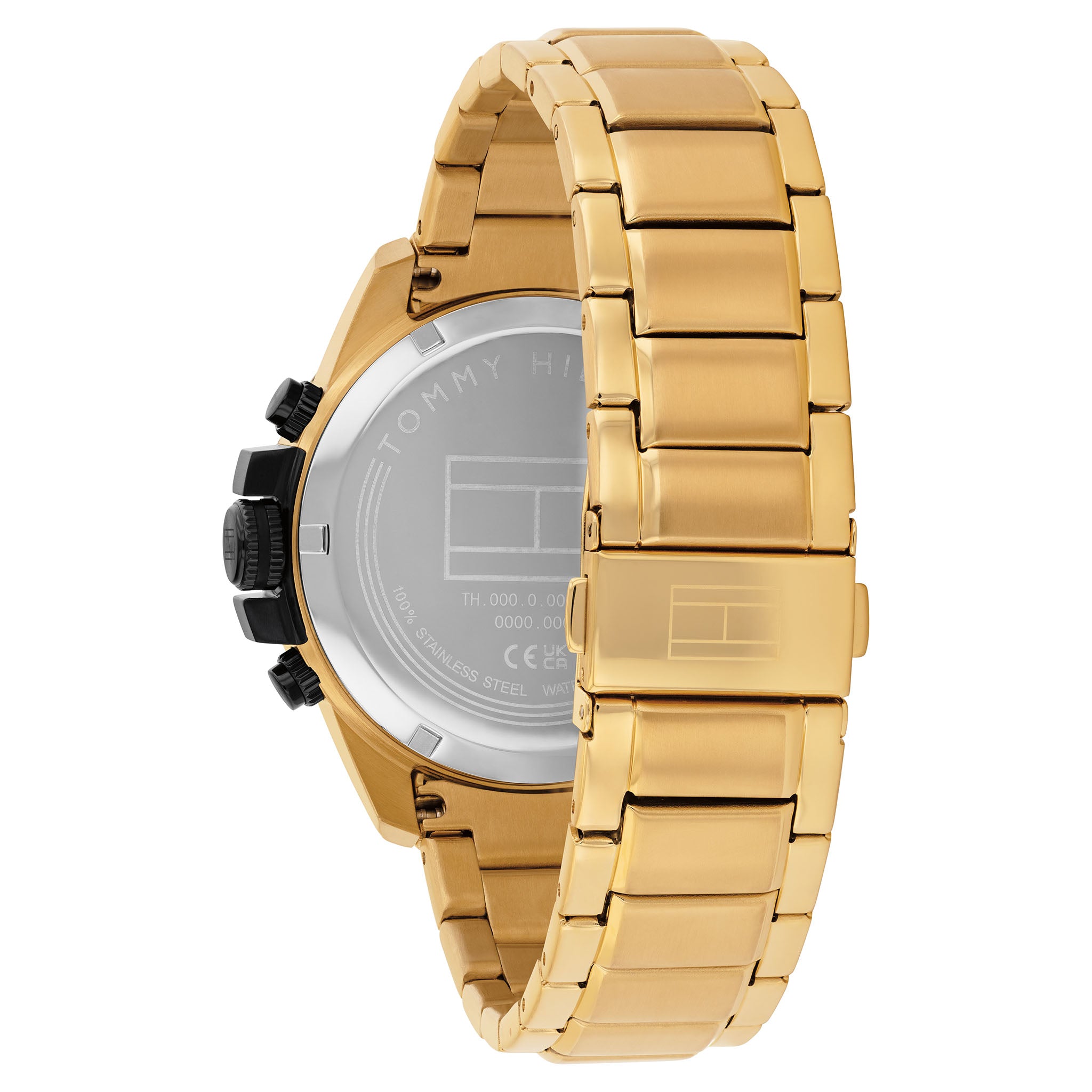 Tommy Hilfiger Gold Steel Black Dial Multi-function Men's Watch - 1792199