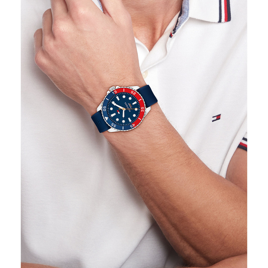 Tommy Hilfiger Silicone Blue Dial Men's Watch - 1792200