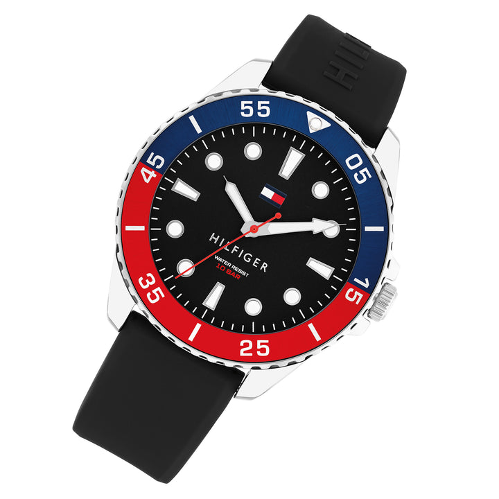 Tommy Hilfiger Silicone Black Dial Men's Watch - 1792201