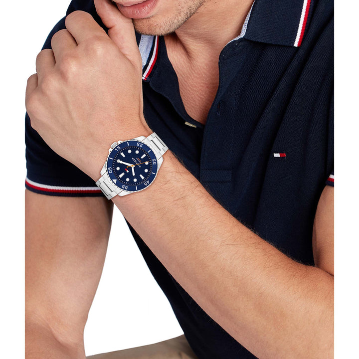 Tommy Hilfiger Stainless Steel Blue Dial Men's Watch - 1792202