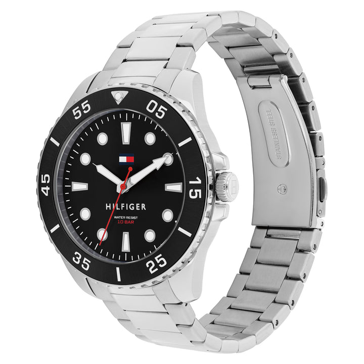 Tommy Hilfiger Stainless Steel Black Dial Men's Watch - 1792203