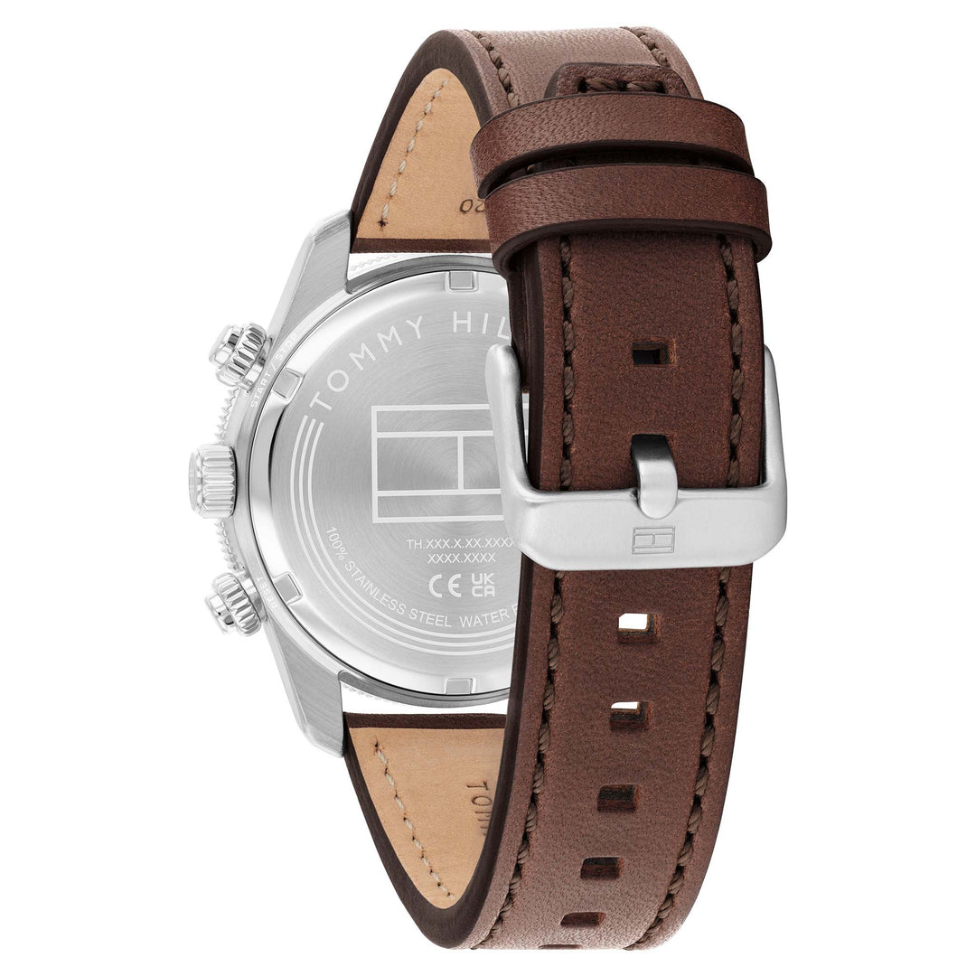 Tommy Hilfiger Brown Leather Dark Grey Dial Chronograph Men's Watch - 1792213