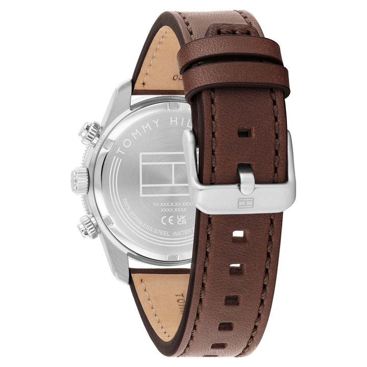Tommy Hilfiger Brown Leather Dark Grey Dial Chronograph Men's Watch - 1792213